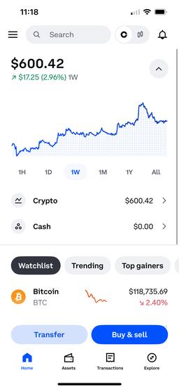Screenshot Coinbase