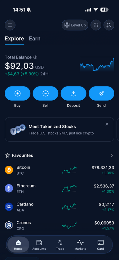 Preview of the Crypto.com app