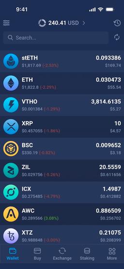 Preview of the Atomic Wallet app