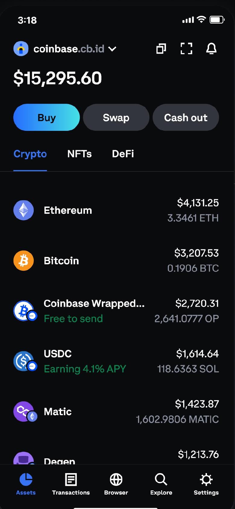 Screenshot Coinbase Wallet