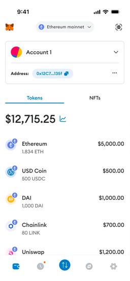 Preview of the MetaMask app