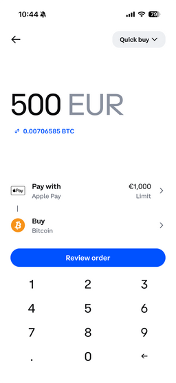Buy crypto in the Coinbase app