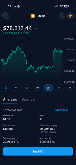 Track crypto prices in the Crypto.com app