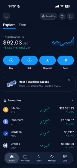 Portfolio in the Crypto.com app