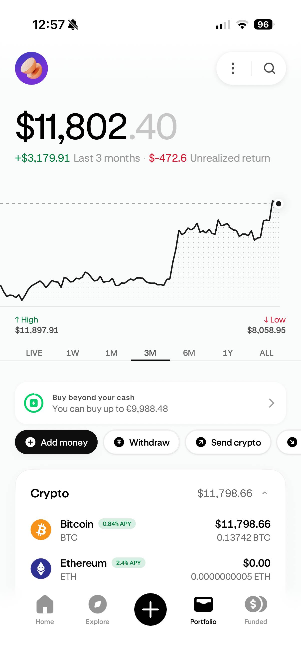 Portfolio in the Kraken app