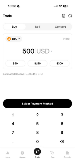 Buy crypto in the KuCoin app